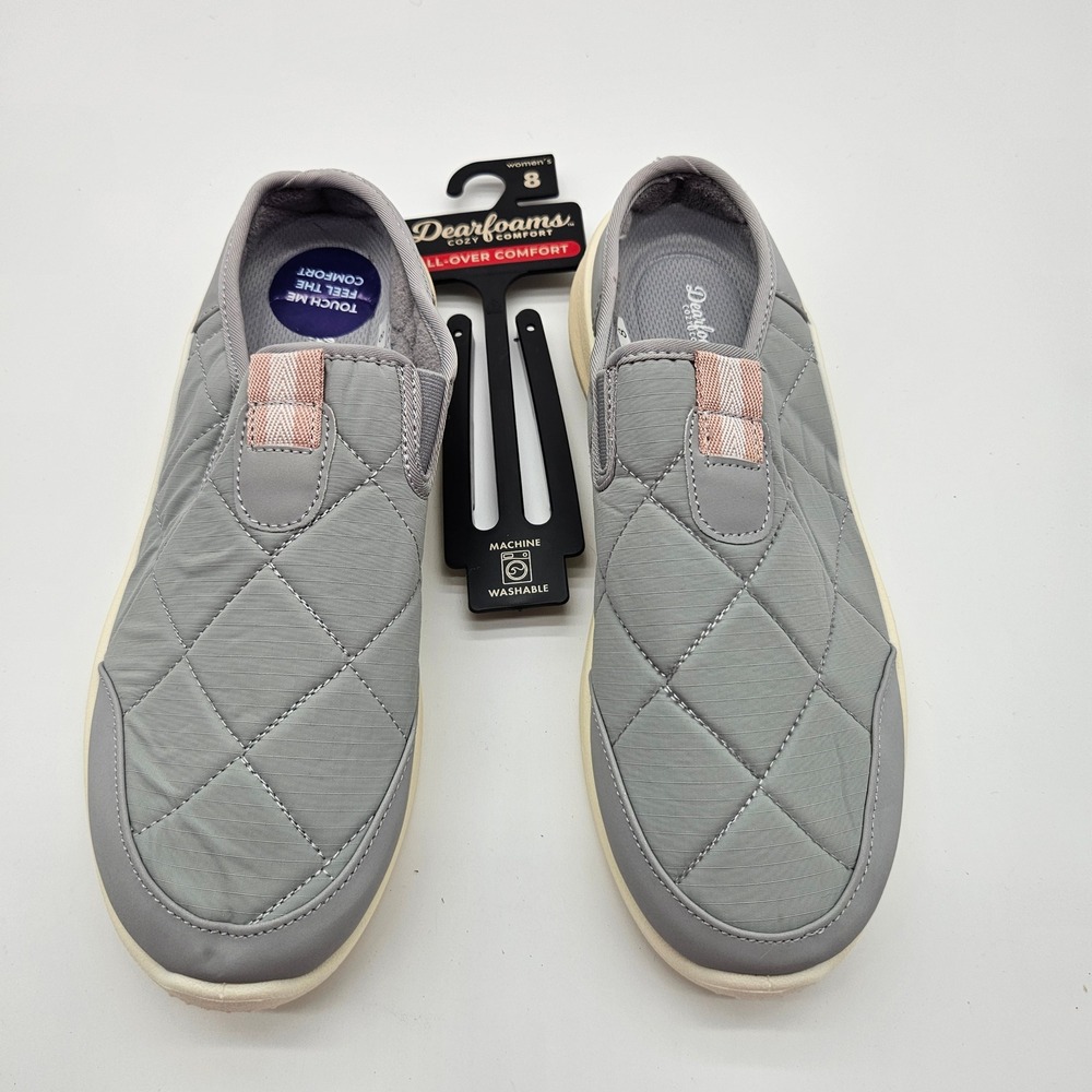 Dearfoams Women's Quilted Mule Slippers Gray Slip On Comfort Size‎ 8